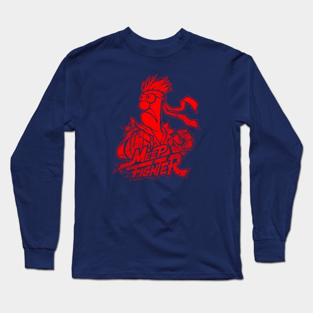 Beaker Meep Red Long Sleeve T-Shirt by Botak Solid Art